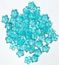50 3x8mm Transparent Light Turquoise Cupped Flower Beads